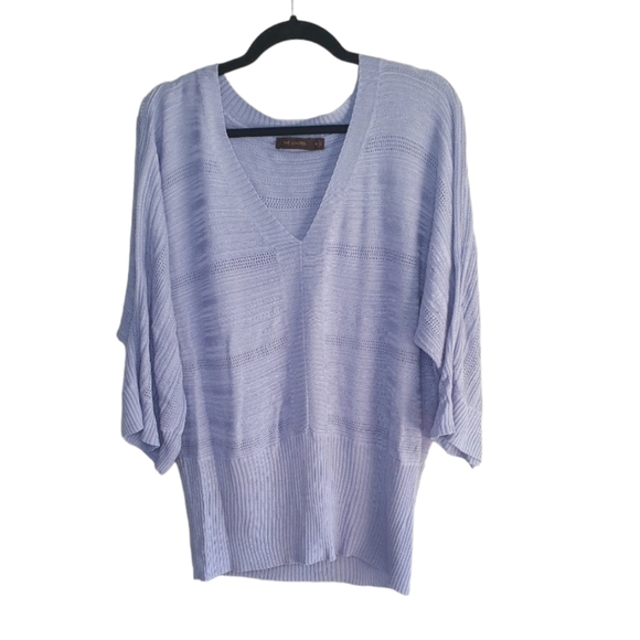 The Limited Sweaters - The Limited Blue Periwinkle V-Neck Open Knit 3/4 Sleeve Sweater Women's Size XL